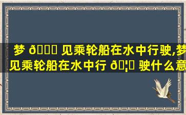 梦 🐘 见乘轮船在水中行驶,梦见乘轮船在水中行 🦉 驶什么意思